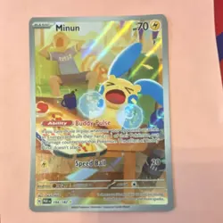 Pokemon Minun 194/182 SV04: Paradox Rift Full Art Illustration Rare Holo - Image 1