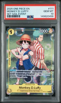 One Piece Monkey D Luffy OP10-111 Learn Together Set Sail Event Promo PSA 10 - Image 1