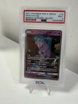Pokemon TCG Shining Legends Mewtwo GX Secret Rare Card 78/73 PSA 9 Mint - Image 1