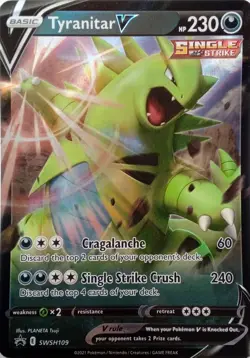 SWSH109 TYRANITAR V ULTRA RARE BLACK STAR PROMO POKEMON CARD - Image 1