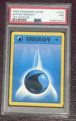 1999 Pokemon Game Base 1st Edition English PSA 7 Water Energy #102/102 Card - Image 1