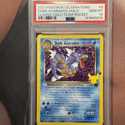 PSA 10 GEM MINT Dark Gyarados 8 Celebrations Classic Collection HoloPokemon Card - Image 1