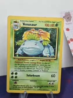 Pokemon TCG Venusaur Base Set Unlimited Holo Rare Card HP/Damaged - Image 1