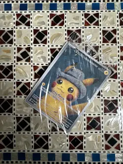 Pokemon Van Gogh Pikachu Grey Felt Hat Sealed, Promo SVP085 Card - Image 4