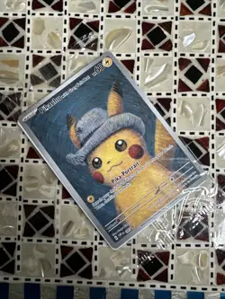 Pokemon Van Gogh Pikachu Grey Felt Hat Sealed, Promo SVP085 Card - Image 5