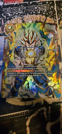 Dragon Ball Super Card Game Fusion World Vegeta FB01-096 SR Ultimate Battle Alt - Image 2
