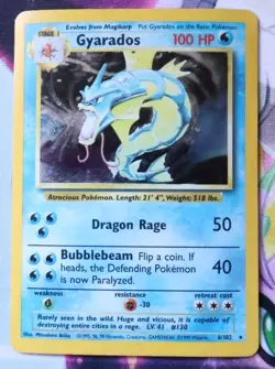 Gyarados 6/102 Base Set Holo Rare LP Unlimited Edition English Pokemon WOTC - Image 1