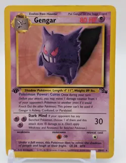 1999 Pokemon Fossil 1st Edition GENGAR - #20/62 - Non-Holo - RARE HP - Image 1