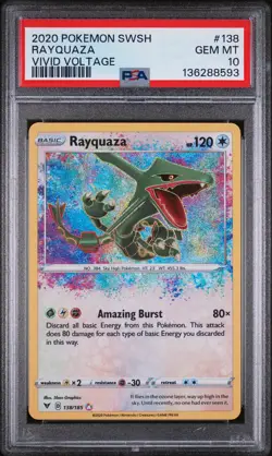 2020 POKEMON SWORD & SHIELD VIVID VOLTAGE #138 RAYQUAZA PSA 10 - Image 1