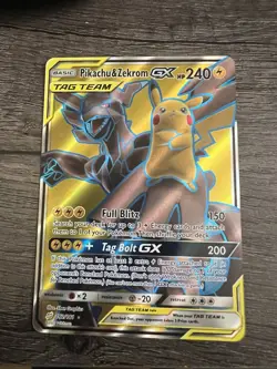 Pokemon TCG Holo Ultra Rare Full Art Zekrom and Pikachu GX Card 162/181 Team Up - Image 3