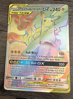 Pokemon Pikachu & Zekrom GX Team Up Card 184/181 Secret Rare SM Rainbow Holo - Image 3