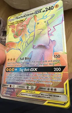 Pokemon Pikachu & Zekrom GX Team Up Card 184/181 Secret Rare SM Rainbow Holo - Image 5