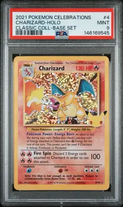 2021 Pokemon Celebrations Charizard-Holo #4 Classic Coll-Base Set PSA 9 MINT - Image 1