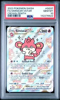 PSA 10 SIMISEAR VSTAR GG37 CROWN ZENITH SWORD & SHIELD POKEMON GEM MINT - Image 1