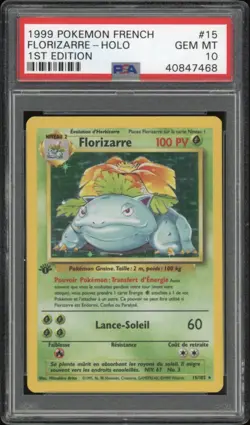 1999 Pokemon FRENCH 1st Edition Base Set Florizarre Holo 15/102 PSA 10 GEM #2 - Image 1