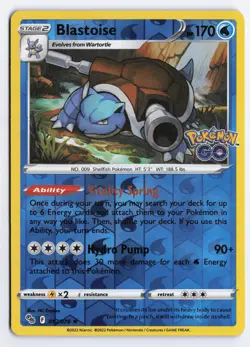 Blastoise 017/078 Pokemon GO Holo Rare Reverse Holo NM - Image 1