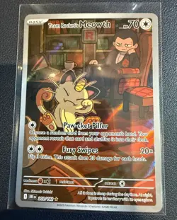 Pokemon TCG Destined Rivals Team Rocket's Meowth 203/182 Illustration Rare - Image 1