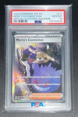 Morty’s Conviction 211/162 PSA 10 - Temporal Forces Pokemon - Image 1