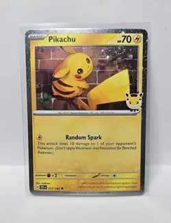 Pikachu 051/162 Stamped Promo W/ Double SWIRL - Pokemon Day 30th Anniversary - Image 1