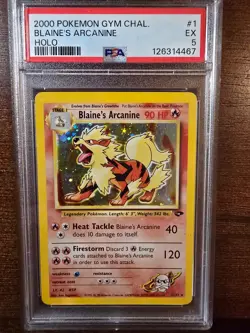 2000 POKEMON GYM CHALLENGE HOLO #1 BLAINE'S ARCANINE PSA 5 - Image 1
