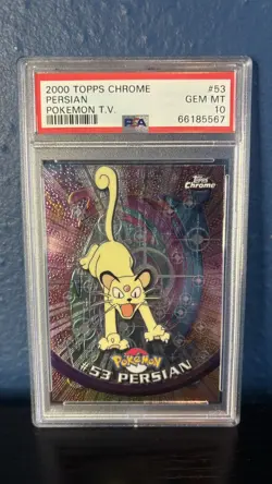2000 Topps Chrome Pokemon Persian #53 PSA 10 GEM MINT - Image 1