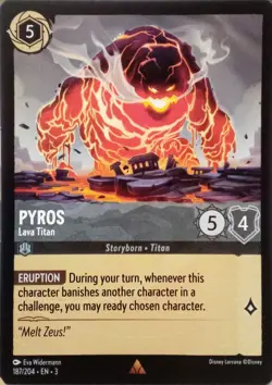187/204 PYROS LAVA TITAN INTO THE INKLANDS RARE DISNEY LORCANA CARD - Image 1