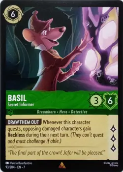 93/204 BASIL SECRET INFORMER EN7 RARE DISNEY LORCANA CARD - Image 1