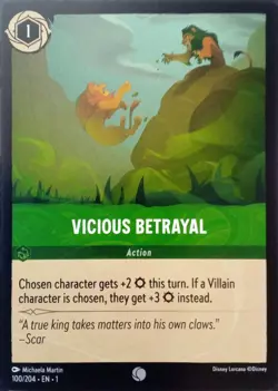 100/204 VICIOUS BETRAYAL THE FIRST CHAPTER COMMON DISNEY LORCANA CARD - Image 1