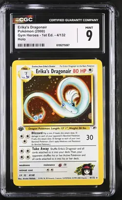 CGC 9 MINT Erika's Dragonair Gym Heroes 1st Edition 4/132 Holo Pokemon Card - Image 1
