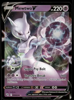 Pokemon Cards Mewtwo V 030/078 Pokemon GO Holo Rare V NM - Image 1