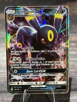 Umbreon GX 80/149 Ultra Rare Sun & Moon Base Set Pokemon Card - Image 1