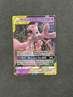 NM Mewtwo & Mew GX 71/236 Unified Minds Holo Pokemon Card - Image 1