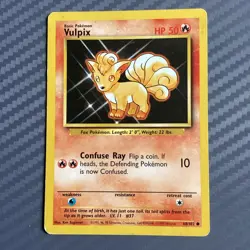 HP50 Error Card Vulpix 68/102 Original Base Set Good Condition - Image 1
