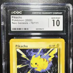 CGC 10 Gem Mint Pikachu Neo Genesis 70/111 Unlimited Regular 2000 Pokemon Card - Image 3
