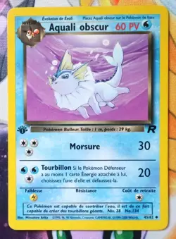 Aquali Obscur (Dark Vaporeon) 45/82 1st Ed Rocket NM French Card Vintage Pokemon - Image 1