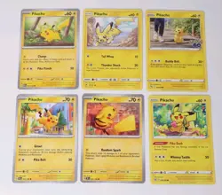 Pokemon Pikachu 6 Card Lot 6 Different Artworks From Different Sets NM Condition - Image 1