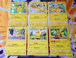 Pokemon 6 Card Pikachu Lot 1 Holo Rare 5 Common NM Condition - Image 1