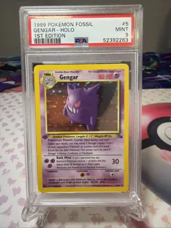Pokemon Gengar Holo Rare 1st Edition 5/62 Fossil 1999 PSA 9 Mint Graded Card - Image 1
