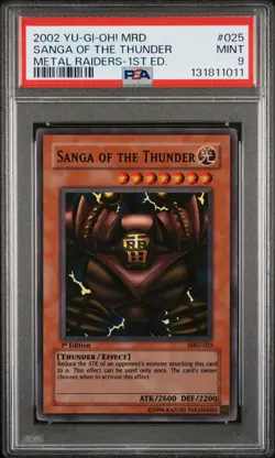 2002 YU-GI-OH! MRD-METAL RAIDERS 1ST ED #025 SANGA OF THE THUNDER PSA 9 - Image 1