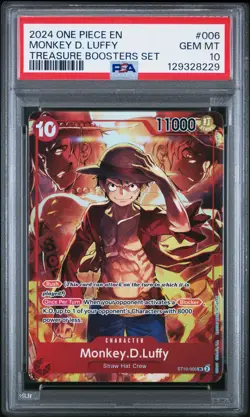 2024 ONE PIECE PROMOS 006 MONKEY D. LUFFY TREASURE BOOSTERS SET PSA 10 GEM MINT - Image 1