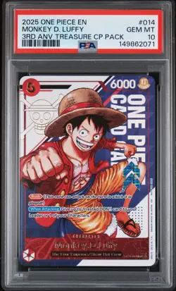 2025 One Piece EN 3rd Anniversary Treasure CP Pack #014 Monkey D. Luffy PSA 10 - Image 1