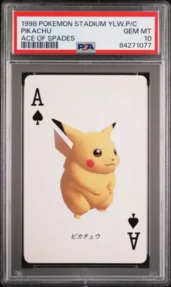 Pokemon Stadium Yellow Pikachu Ace of Spades Playing Cards PSA 10 GEM MINT - Image 1