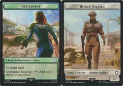 MTG Universes Beyond: Fallout - Settlement & Human Soldier 1/1 [Token] - Image 1