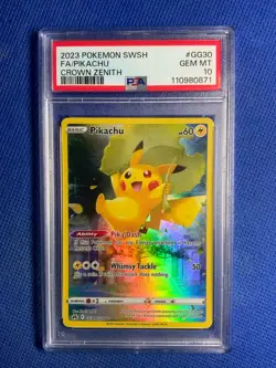 2023 POKEMON SWORD & SHIELD CROWN ZENITH #GG30 FULL ART/PIKACHU PSA 10 - Image 1