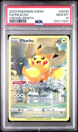 2023 POKEMON SWORD & SHIELD CROWN ZENITH #GG30 FULL ART/PIKACHU PSA 10 - Image 1