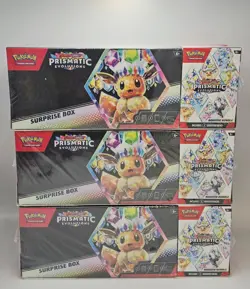 Pokemon Prismatic Evolutions Sam’s Club Surprise Box Booster Bundle Lot Of 3! - Image 1