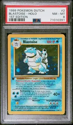 Pokemon Dutch Base Set 2/102 Blastoise Holo 1St Edition PSA 8 - Image 1
