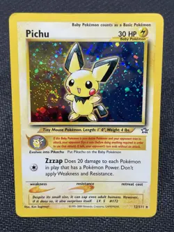 Pokemon TCG Pichu 12/111 Holo Rare Neo Genesis 2000 SWIRLS - Image 1