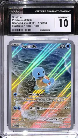 CGC Gem Mint 10 Squirtle 170/165 Scarlet & Violet 151 Rare Holo Pokemon 2023 - Image 1