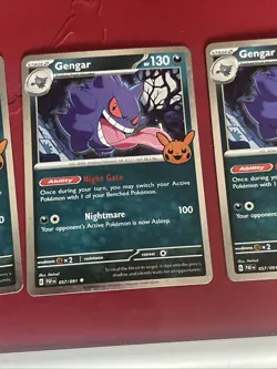 Lot 3 Pokemon Paldean Fates #057/091 GENGAR Cosmo Holo Halloween Trick Or Trade - Image 4